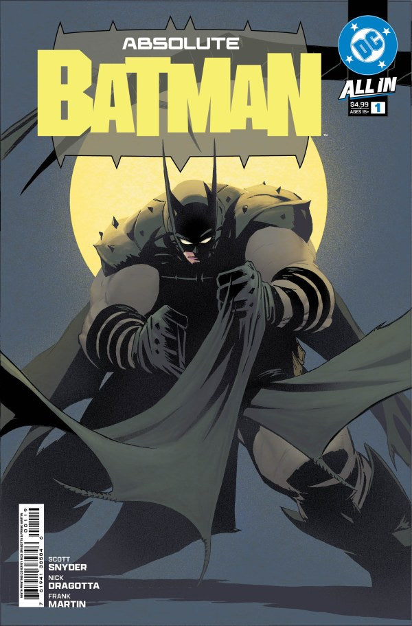 DC COMICS ABSOLUTE BATMAN #1
Comic book cover featuring Batman with a dark background and moon.