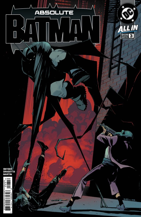DC COMICS ABSOLUTE BATMAN #3 - 6TH PRINTING
Comic book cover of 'Absolute Batman' featuring a dark and intense scene with a superhero.