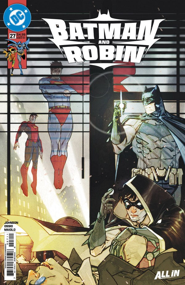 DC COMICS BATMAN AND ROBIN #27
Comic book cover featuring Batman and Robin with a superhero in the background.
