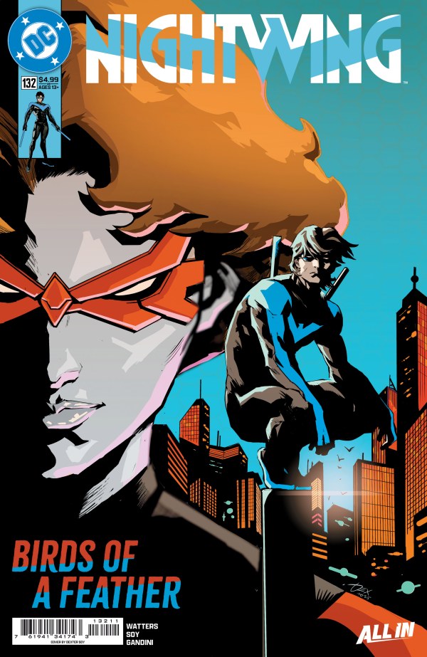 DC COMICS NIGHTWING #132
Comic book cover featuring two characters with a cityscape background, titled 'Nightwing'.