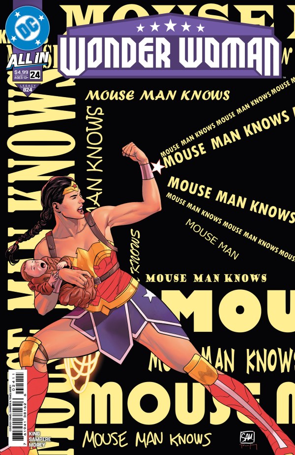 DC COMICS WONDER WOMAN #24
Comic book cover featuring Wonder Woman with text 'Mouse Man Knows' on a black background