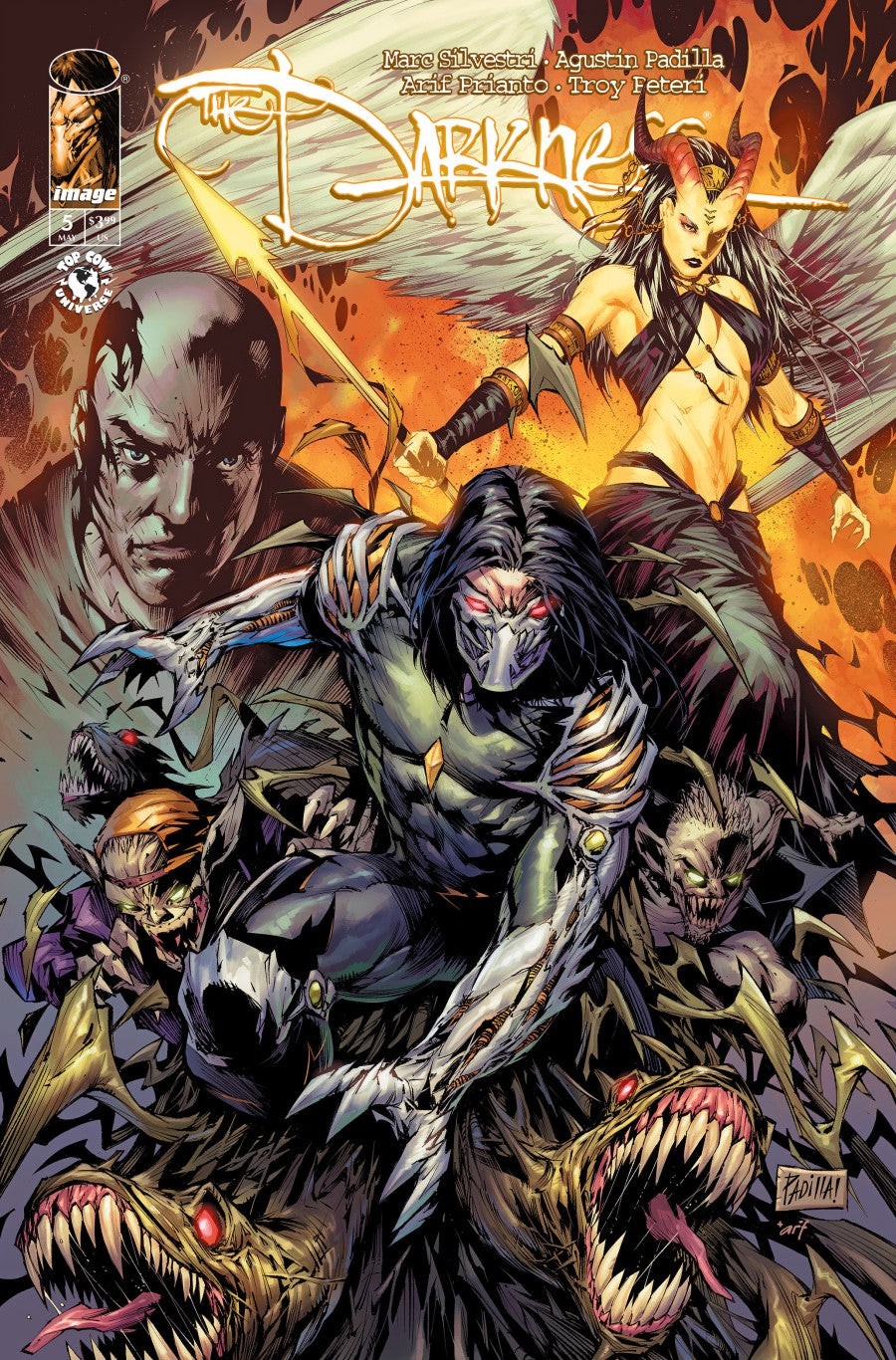 IMAGE COMICS DARKNESS #5
Comic book cover featuring a warrior and other characters with a fiery background