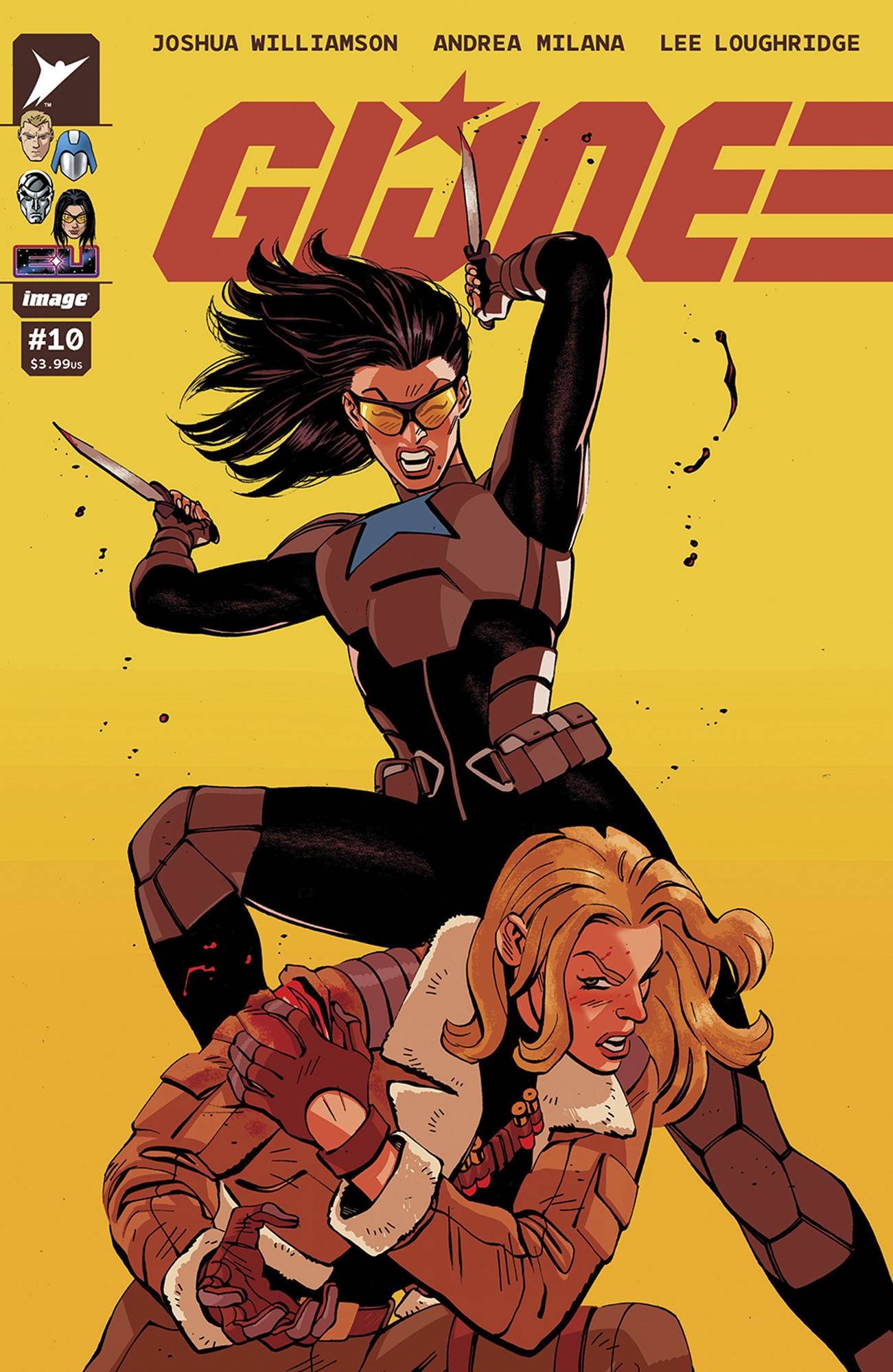 IMAGE COMICS GI JOE #10
Comic book cover featuring two characters with knives on a yellow background