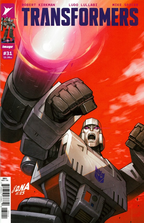 IMAGE COMICS TRANSFORMERS #31
Comic book cover of 'Transformers' with a robot character holding a weapon against a red background.