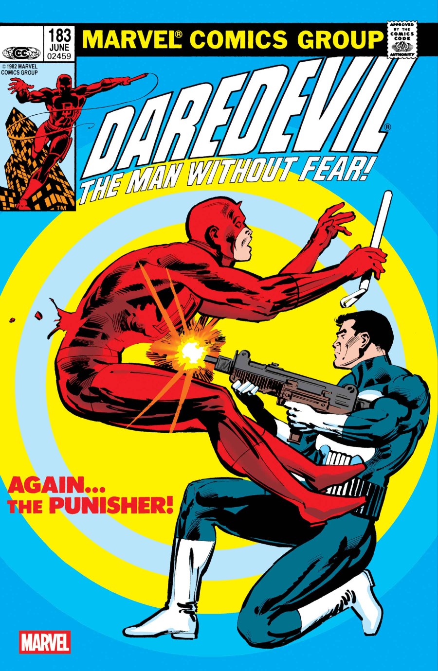 MARVEL COMICS DAREDEVIL #183
Comic book cover featuring Daredevil and The Punisher with Marvel Comics Group logo.