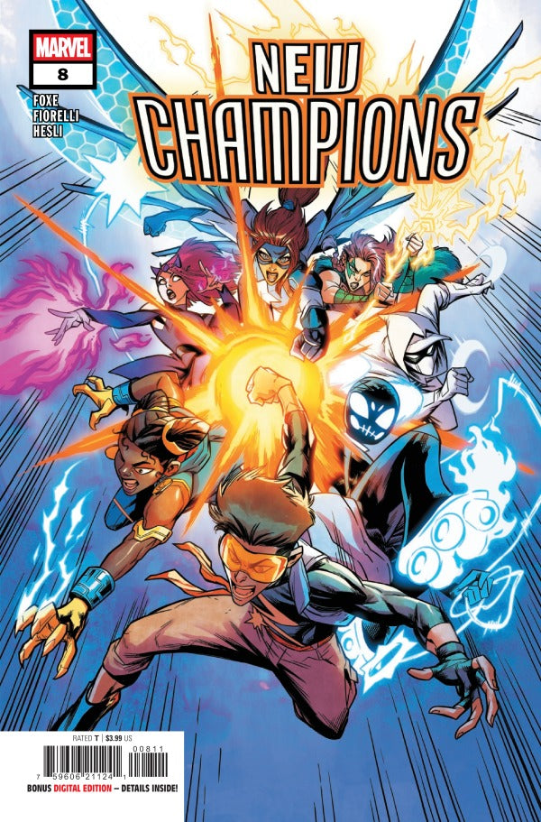 MARVEL COMICS NEW CHAMPIONS #8
Comic book cover of 'New Champions' featuring superhero characters in action poses.