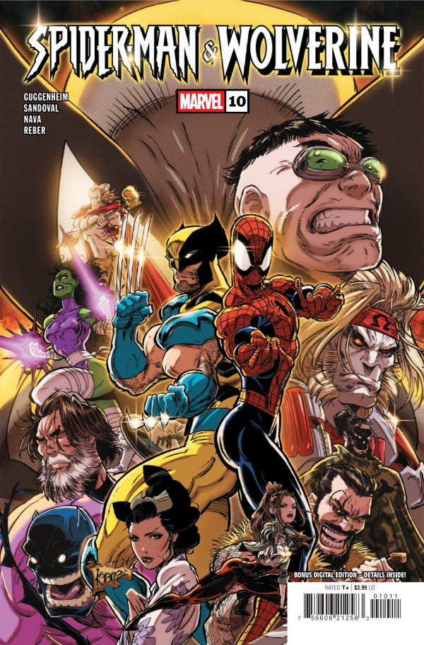 MARVEL COMICS SPIDER-MAN & WOLVERINE #10
Comic book cover featuring Spider-Man and Wolverine with other characters in the background.