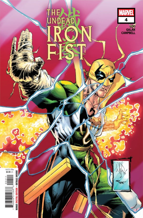 MARVEL COMICS UNDEAD IRON FIST #4
Comic book cover featuring 'The Undead Iron Fist' with a character holding a glowing object.