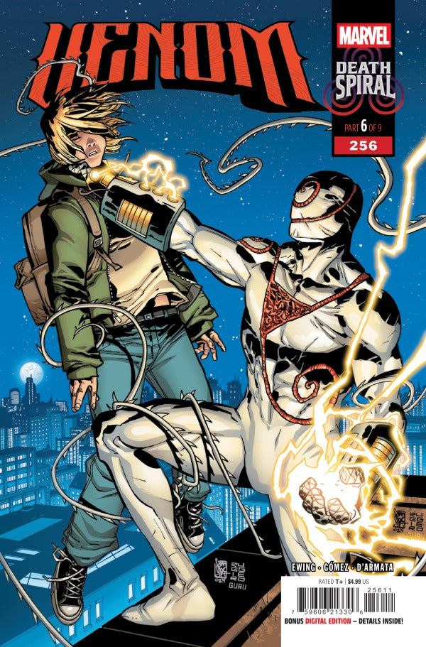 MARVEL COMICS VENOM #256
Comic book cover featuring two characters in a dynamic pose with a cityscape background.