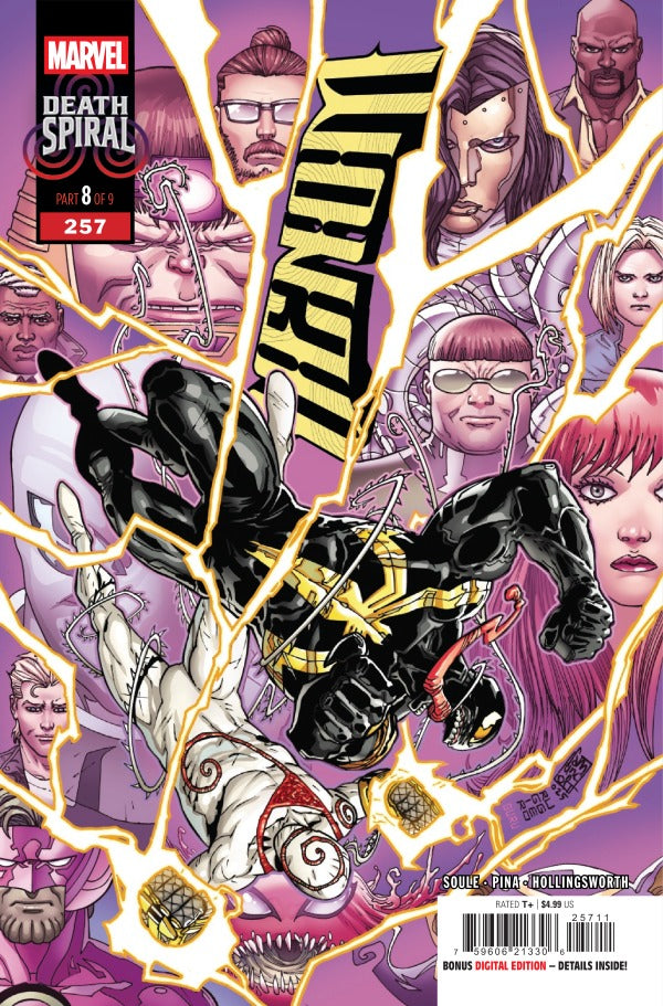 MARVEL COMICS VENOM #257
Comic book cover featuring a superhero in a dynamic pose with other characters in the background.