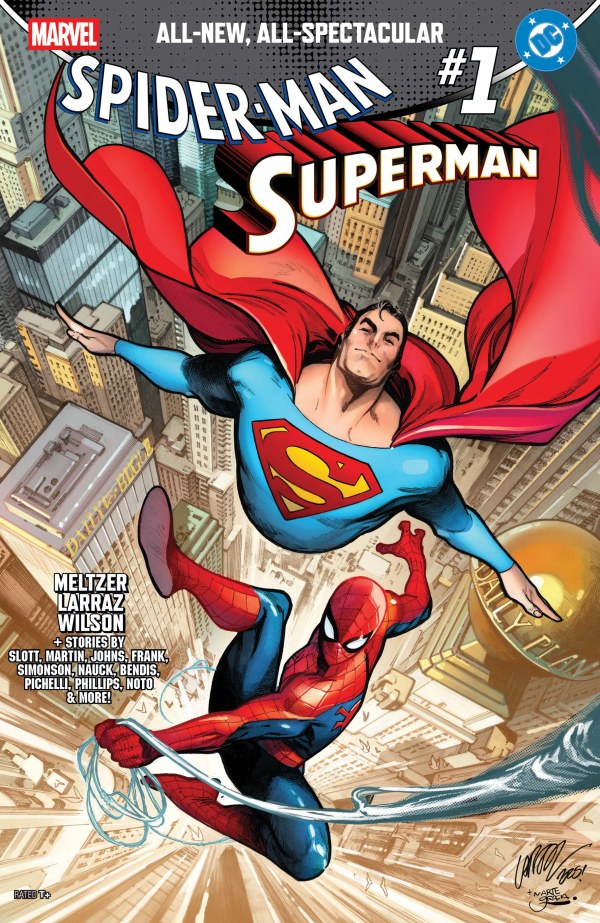 MARVEL / DC: SPIDER-MAN / SUPERMAN #1
Comic book cover featuring Spider-Man and Superman in a dynamic pose.