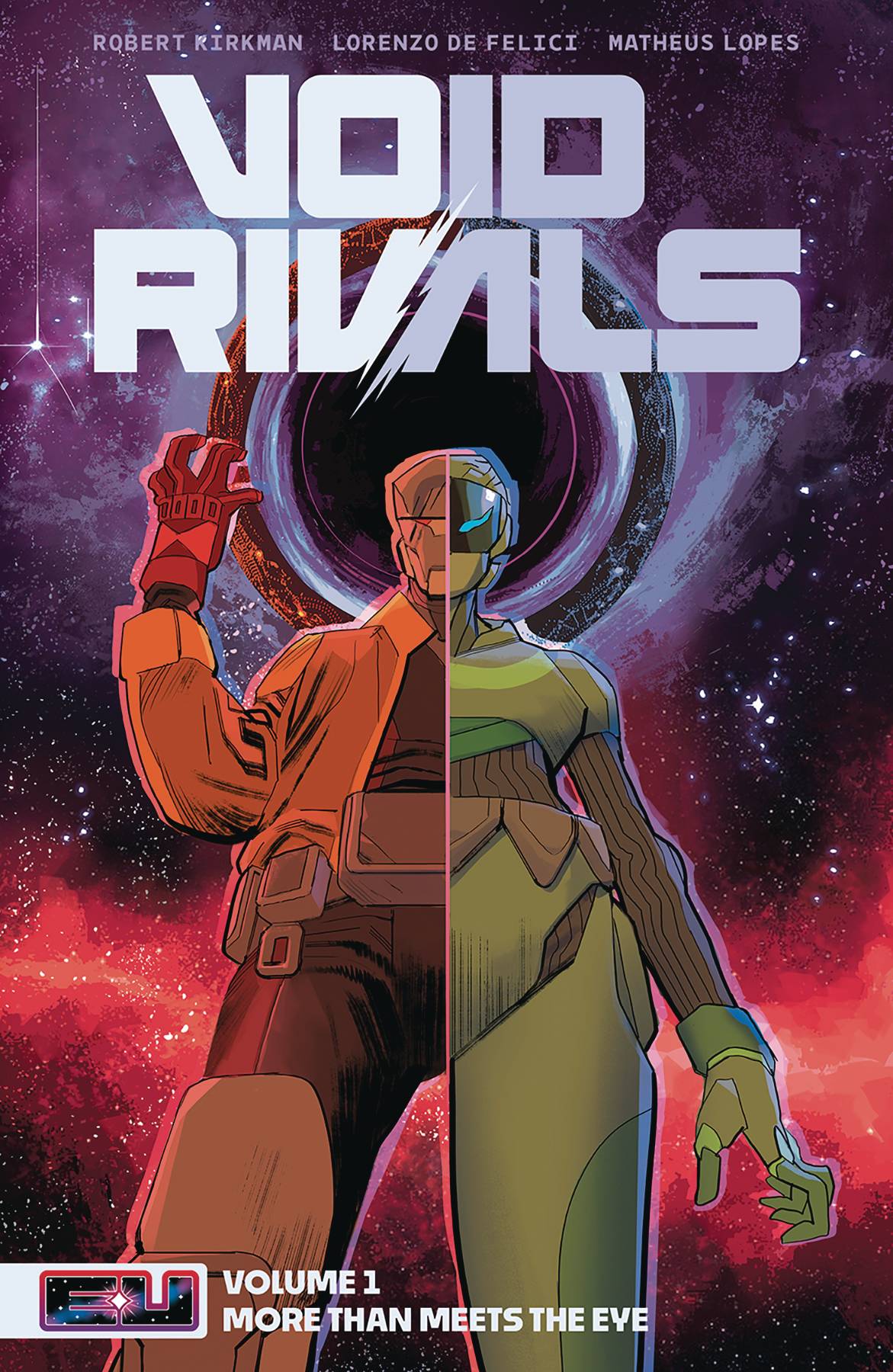 "Void Rivals TP Vol 01 sci-fi comic by Robert Kirkman, intergalactic conflict, space adventure graphic novel, best new comic releases, trade paperback volume 1"