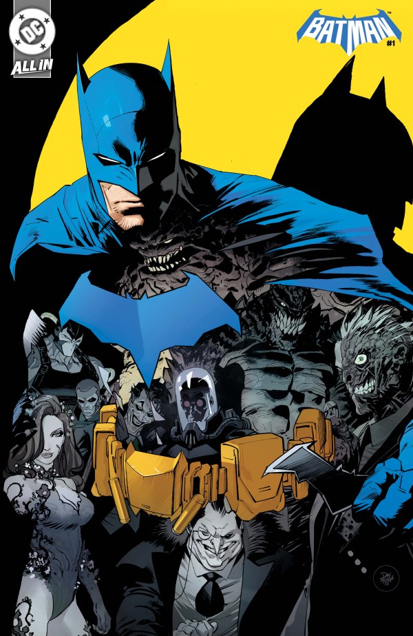 BATMAN #1 - 2ND PRINTING DAN MORA
Comic book cover featuring Batman with villains in the background