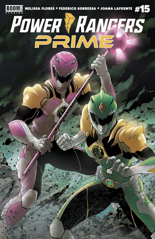 BOOM COMICS POWER RANGERS PRIME #15
Power Rangers Prime comic book cover with The Pink Ranger snd the Green Ranger in action poses.