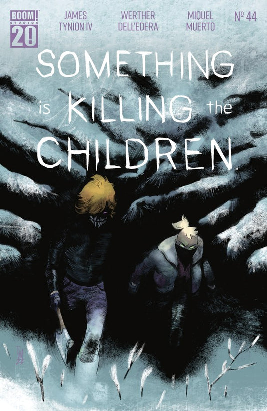 BOOM COMICS SOMETHING IS KILLING THE CHILDREN #44
Comic book cover of 'Something is Killing the Children' with two characters in a snowy landscape.