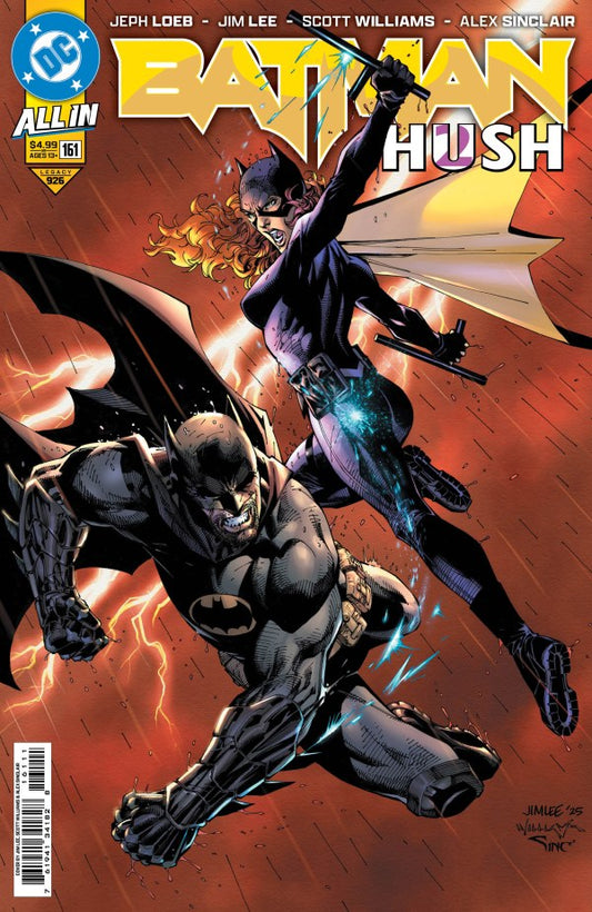 Comic book cover of 'Batman Hush' featuring Batman and Batgirl in action.