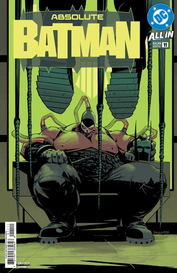 DC COMICS ABSOLUTE BATMAN #11
Comic book cover of 'Absolute Batman' featuring Bane in a dark room with green lighting.