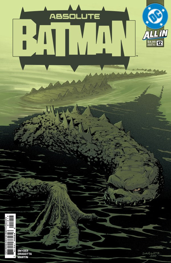DC COMICS ABSOLUTE BATMAN #12 - 4TH PRINTING
Comic book cover featuring a crocodile-like creature with 'Absolute Batman' text and DC logo.