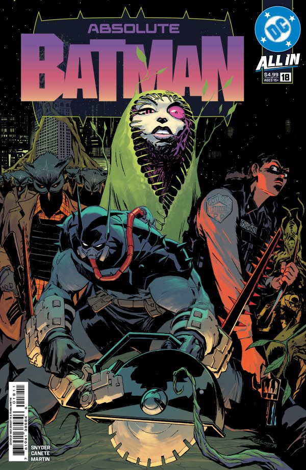 DC COMICS ABSOLUTE BATMAN #18
Comic book cover featuring Batman and other characters with a dark background