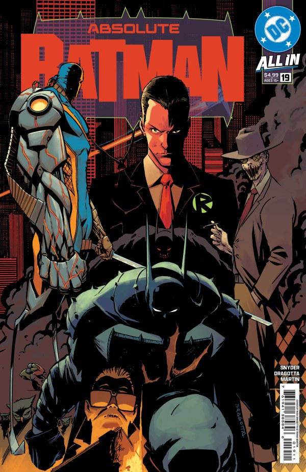 DC COMICS ABSOLUTE BATMAN #19
Comic book cover featuring characters from 'Absolute Batman' with a dark and intense atmosphere.