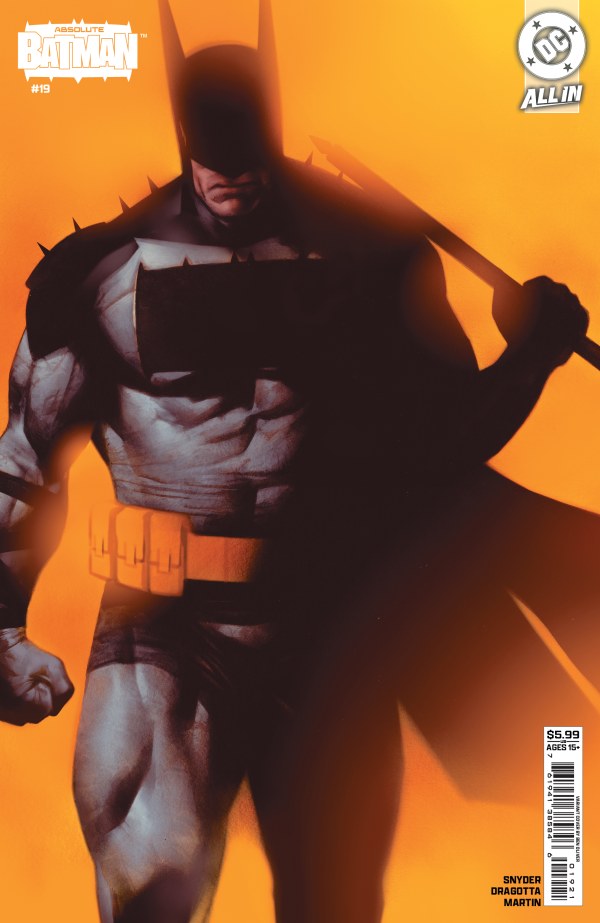 DC COMICS ABSOLUTE BATMAN #19 COVER B BEN OLIVER

Cover featuring batman holding a bat on a yellow background.