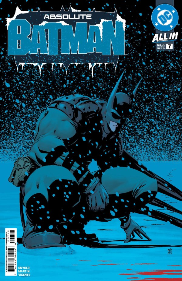 DC COMICS ABSOLUTE BATMAN #7 - 2ND PRINTING
Comic book cover of 'Absolute Batman' featuring a silhouette of a superhero in a crouching position.