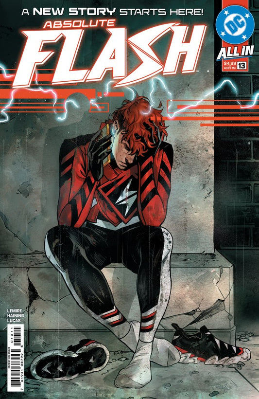 DC COMICS ABSOLUTE FLASH #13
Comic book cover of 'Absolute Flash' with a superhero character sitting on a ledge.