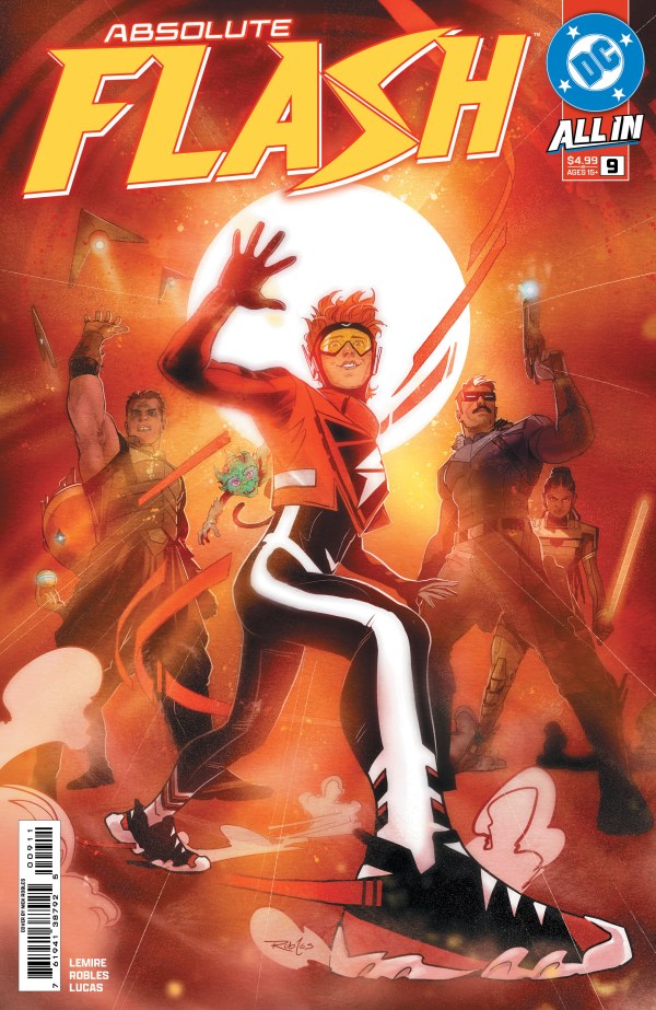 DC COMICS ABSOLUTE FLASH #9
Comic book cover featuring a superhero in action with 'Absolute Flash' title and DC logo.