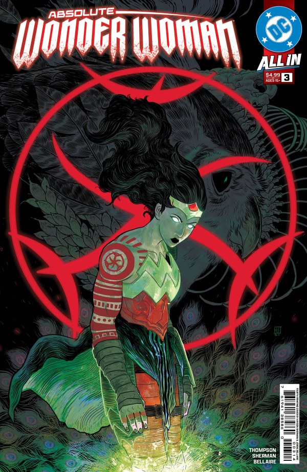 DC COMICS ABSOLUTE WONDER WOMAN #3 - 4TH PRINTING
Comic book cover featuring a superhero character with a red and black circular design on a dark background.