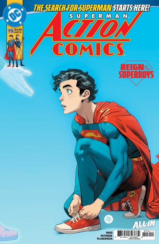 DC COMICS ACTION COMICS #1096
Superman on a blue background with text about 'Action Comics' and 'Reign of the Superboys'.