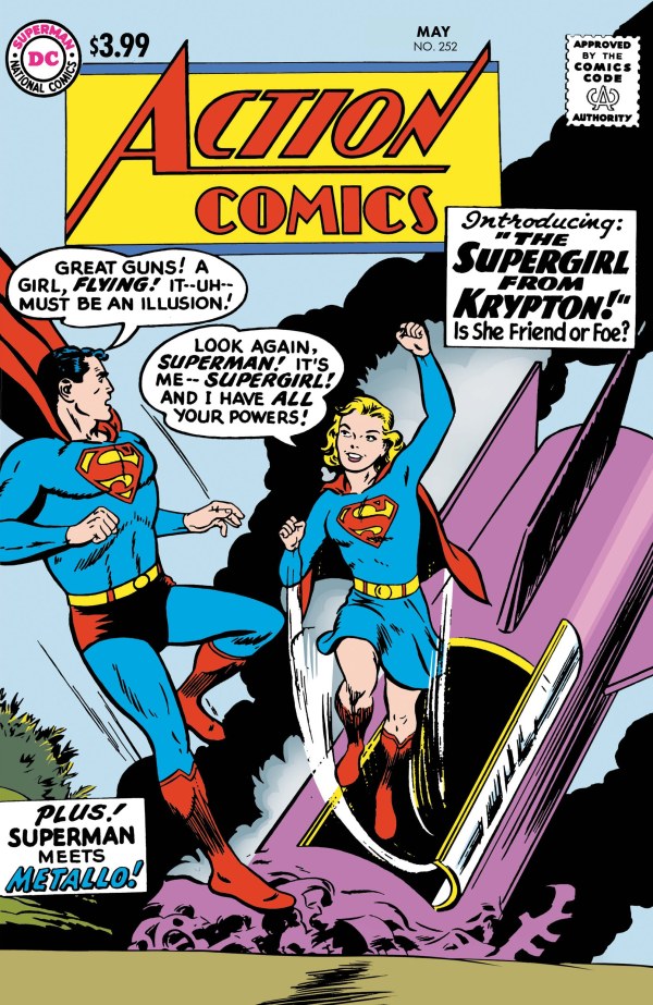 ACTION COMICS #252 FACSIMILE EDITION 2025
Comic book cover featuring Superman and Supergirl with text about Supergirl from Krypton.
