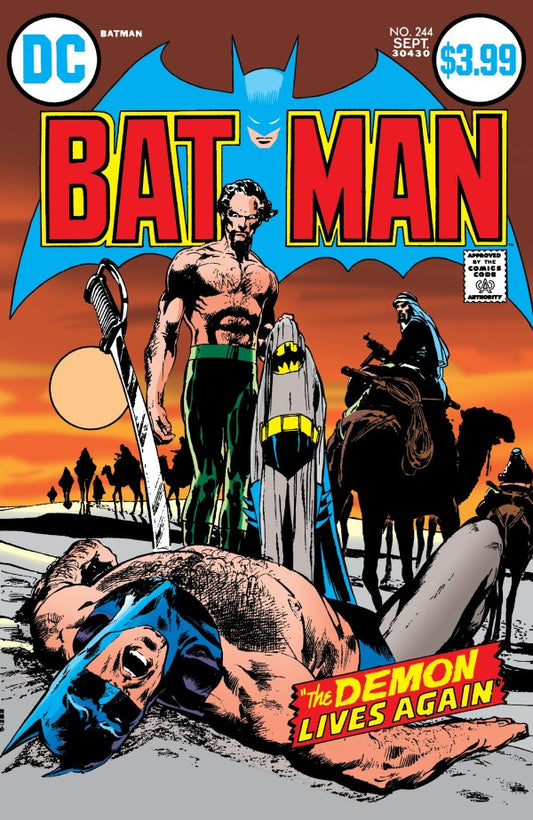 DC COMICS BATMAN #244 FACSIMILLE EDITION 2026
Comic book cover featuring Batman with a desert scene and camel rider.