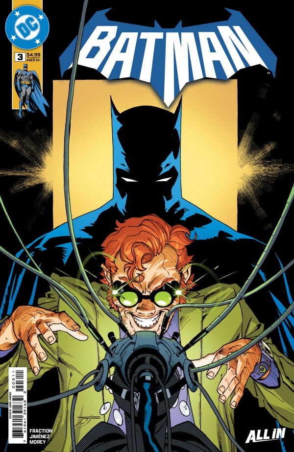DC COMICS BATMAN #3
Comic book cover featuring Batman and a character with red hair and goggles, with DC logo.