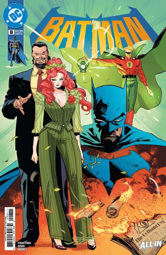 DC COMICS BATMAN #8
Comic book cover featuring Batman and his allies with a colorful background