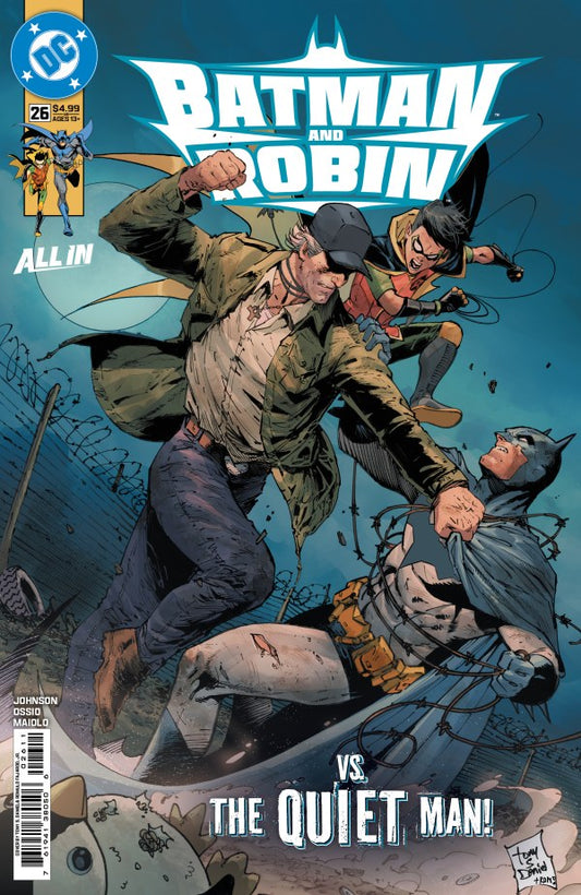 DC COMICS BATMAN AND ROBIN #26
Comic book cover featuring Batman and Robin fighting 'The Quiet Man' with DC logo.