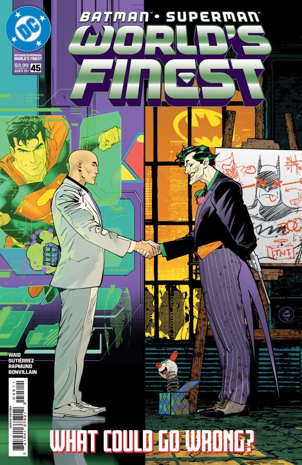 DC COMICS BATMAN / SUPERMAN: WORLD'S FINEST #45
Comic book cover featuring two characters shaking hands with colorful background and 'World's Finest' title.
