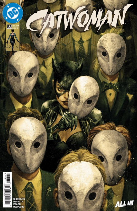DC COMICS CATWOMAN #83
Comic book cover featuring a character in a suit with multiple masks, DC logo visible