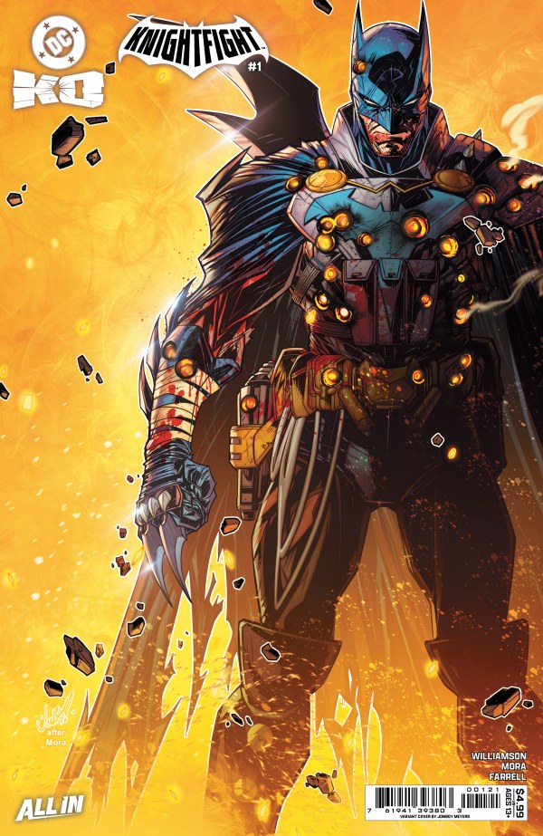 DC COMICS DC K.O.: KNIGHTFIGHT #1 - Cover B Jonboy Meyers Variant
Comic book cover featuring a superhero in a dynamic pose with 'Knightfall' and 'K.O.' text.