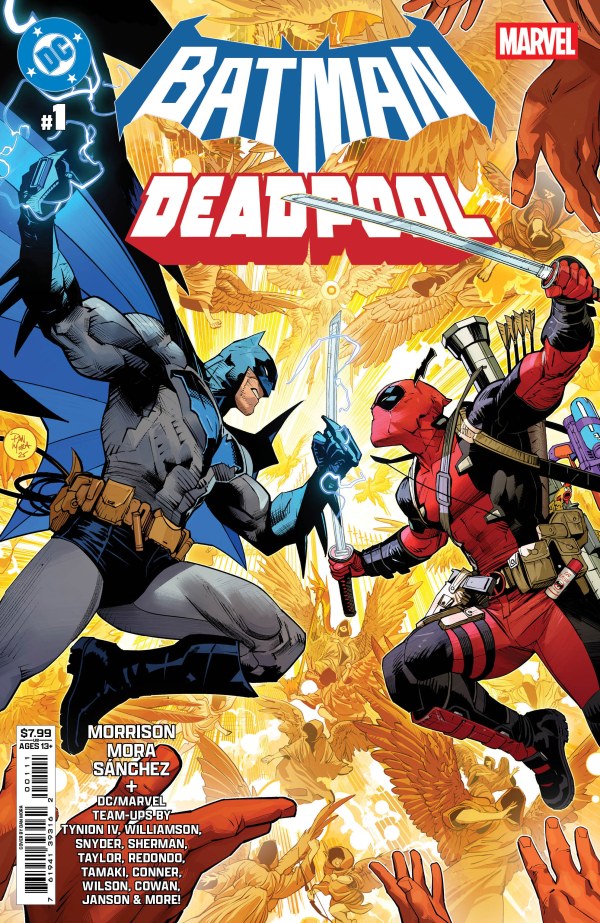 DC COMICS DC/MARVEL: BATMAN/DEADPOOL #1
Comic book cover featuring Batman and Deadpool in a dynamic pose with colorful background