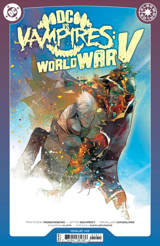DC COMICS DC VS VAMPIRES WORLD WAR V #12 (OF 12)
Comic book cover featuring a character with a colorful design and text about 'MADCH vs Vampires: World War V'.
