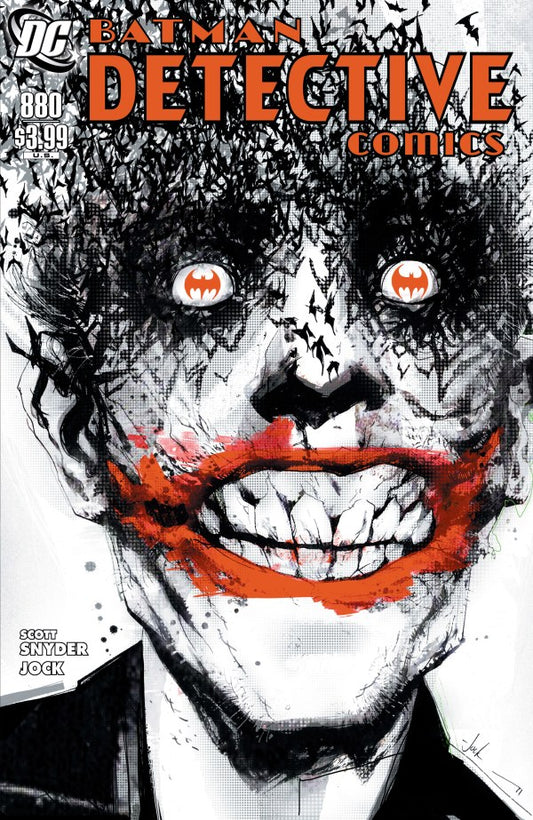 DC COMICS DETECTIVE COMICS #880 FACSIMILE EDITION
Comic book cover featuring a stylized depiction of the Joker with red accents.