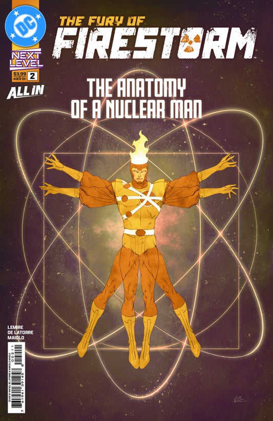 DC COMICS FURY OF FIRESTORM #2
Comic book cover featuring a character in orange and yellow attire with a nuclear symbol, on a dark background.