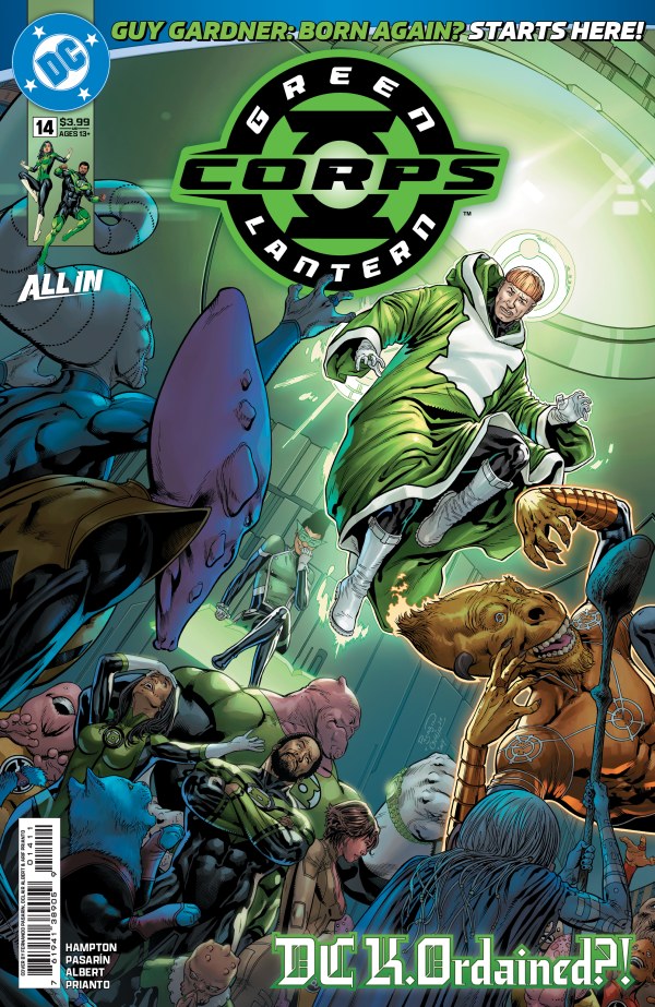DC COMICS GREEN LANTERN CORPS #14
Comic book cover featuring Green Lantern and other characters with a green and blue color scheme.