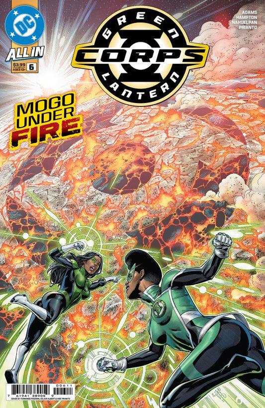 DC COMICS GREEN LANTERN CORPS
#6
Comic book cover featuring Green Lantern characters with fiery background