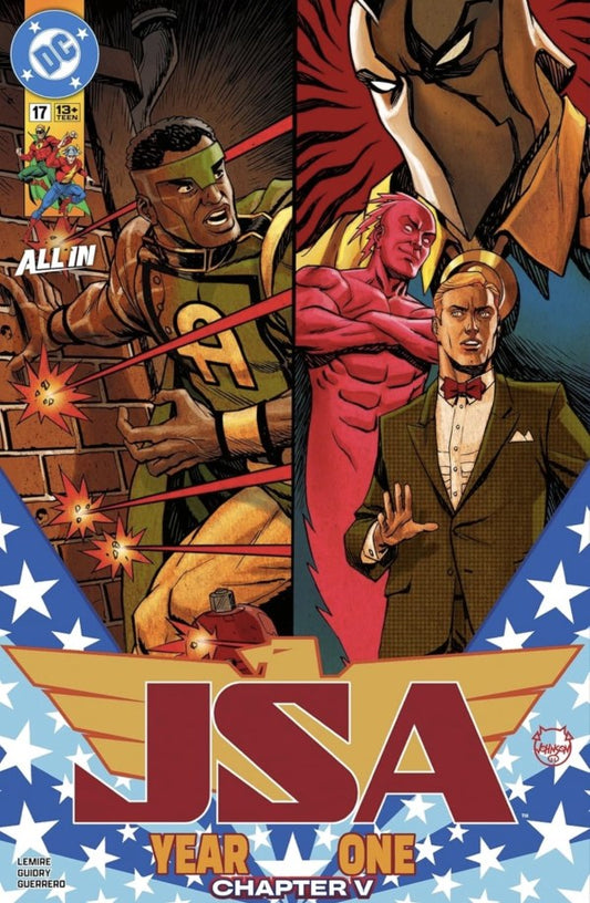 DC COMICS JSA #17
Comic book cover featuring characters from JSA Year One with a patriotic background.