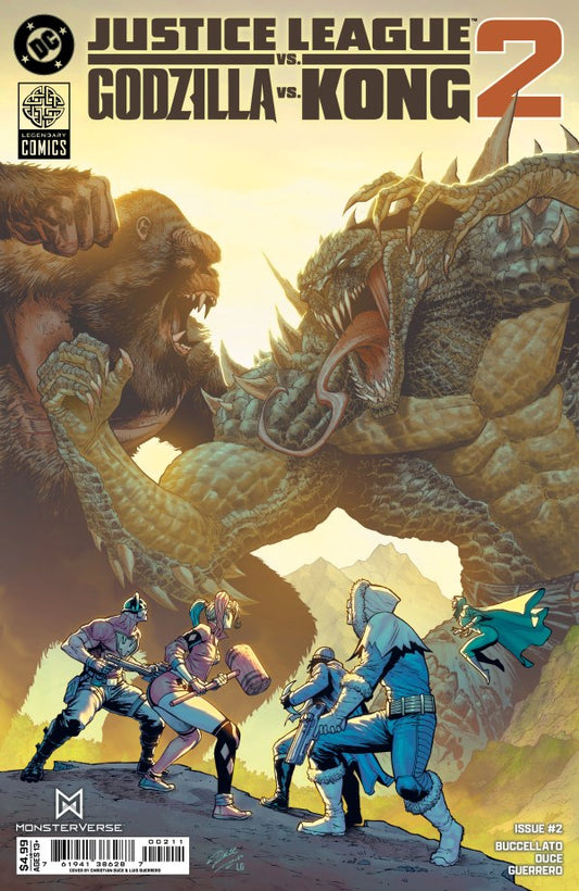 DC COMICS JUSTICE LEAGUE VS GODZILLA VS KONG 2 #2 (OF 7)
Comic book cover featuring Godzilla and Kong facing off with humans in the foreground.