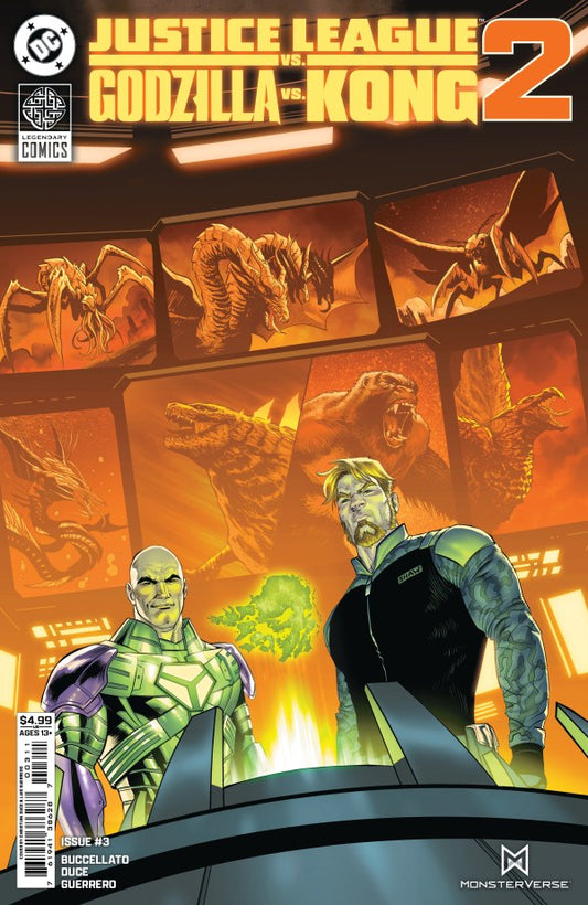 DC COMICS JUSTICE LEAGUE VS GODZILLA VS KONG 2 #3 (OF 7)
Comic book cover featuring Justice League vs. Godzilla vs. Kong with characters and monsters.