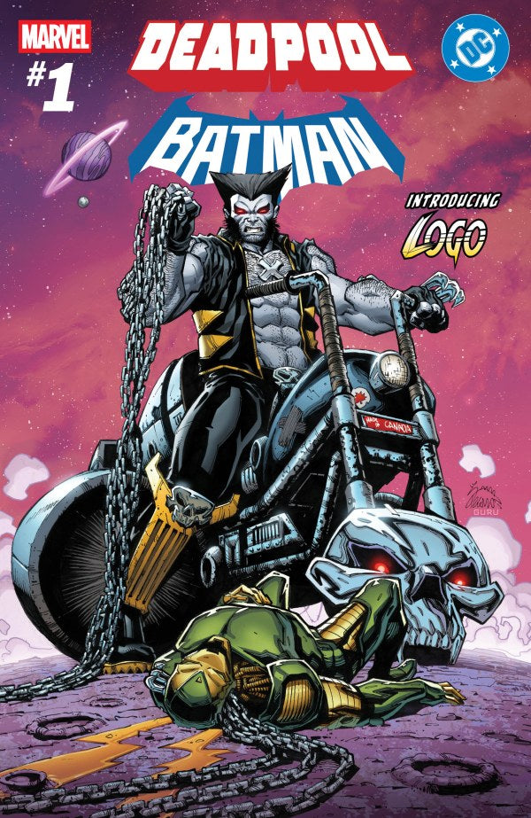 DC COMICS MARVEL COMICS DEADPOOL BATMAN #1 2ND PRINTING RYAN STEGMAN
Comic book cover featuring a character on a motorcycle with 'Marvel' and 'DC' logos.
