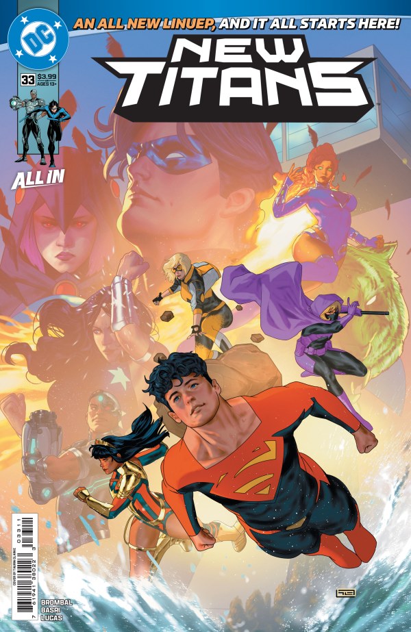 DC COMICS NEW TITANS #33
Comic book cover of 'New Titans' with characters in action poses.