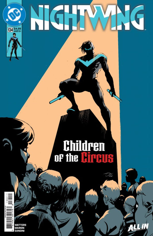 DC COMICS NIGHTWING #134
Comic book cover of 'Nightwing' featuring a character on a rock with 'Children of the Circus' text.